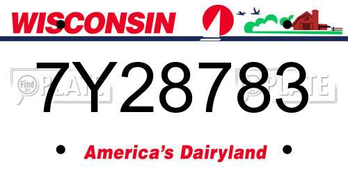 7Y28783 Wisconsin License Plate