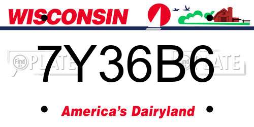 7Y36B6 Wisconsin License Plate
