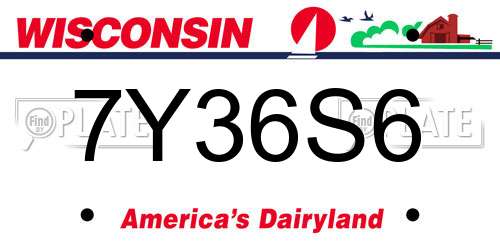 7Y36S6 Wisconsin License Plate
