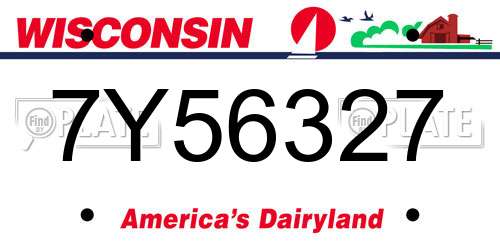 7Y56327 Wisconsin License Plate