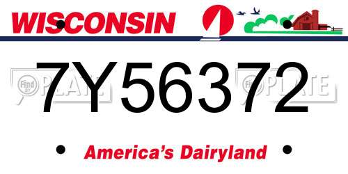 7Y56372 Wisconsin License Plate