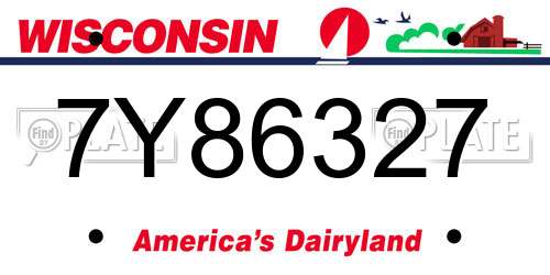 7Y86327 Wisconsin License Plate