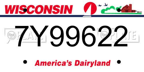 7Y99622 Wisconsin License Plate