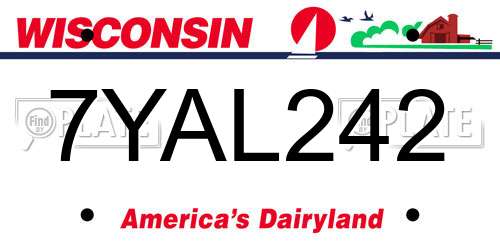 7YAL242 Wisconsin License Plate