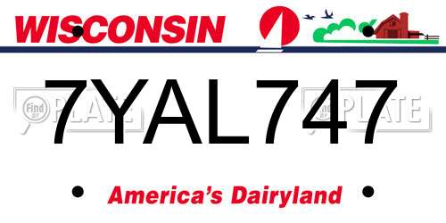 7YAL747 Wisconsin License Plate