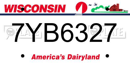 7YB6327 Wisconsin License Plate