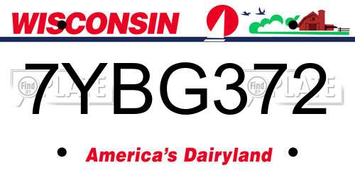 7YBG372 Wisconsin License Plate