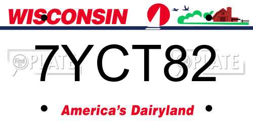 7YCT82 Wisconsin License Plate