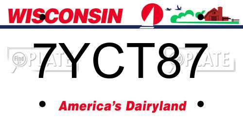 7YCT87 Wisconsin License Plate
