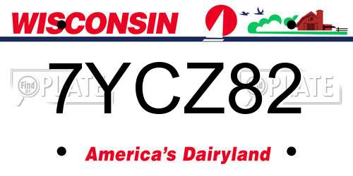 7YCZ82 Wisconsin License Plate
