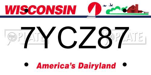 7YCZ87 Wisconsin License Plate
