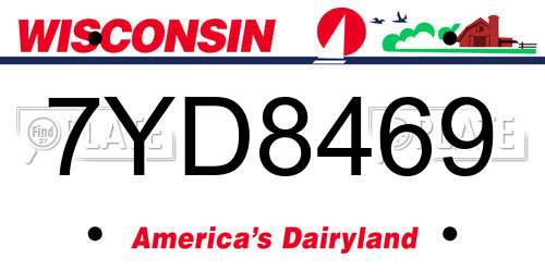 7YD8469 Wisconsin License Plate