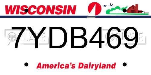 7YDB469 Wisconsin License Plate
