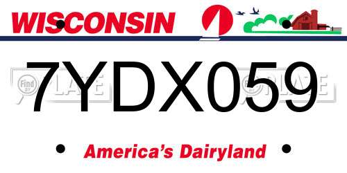 7YDX059 Wisconsin License Plate