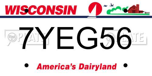 7YEG56 Wisconsin License Plate
