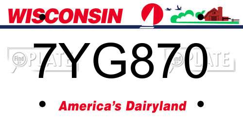 7YG870 Wisconsin License Plate