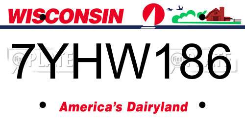 7YHW186 Wisconsin License Plate