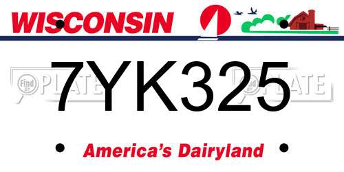 7YK325 Wisconsin License Plate