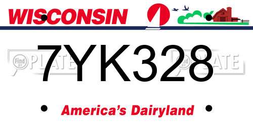 7YK328 Wisconsin License Plate