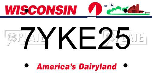 7YKE25 Wisconsin License Plate