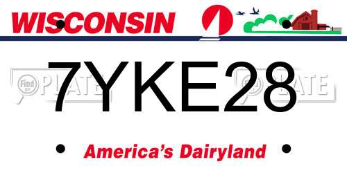7YKE28 Wisconsin License Plate