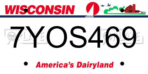 7YOS469 Wisconsin License Plate