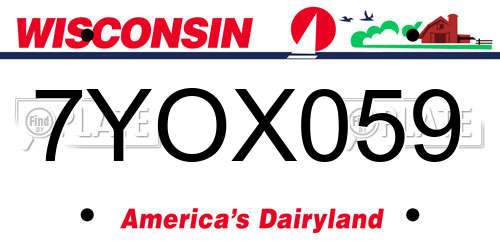 7YOX059 Wisconsin License Plate