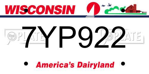 7YP922 Wisconsin License Plate