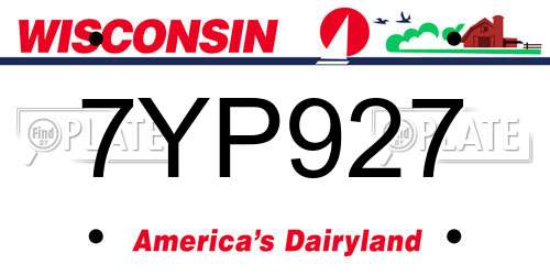 7YP927 Wisconsin License Plate