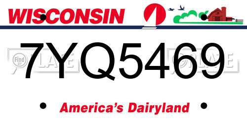 7YQ5469 Wisconsin License Plate
