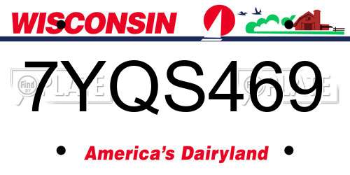 7YQS469 Wisconsin License Plate