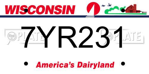 7YR231 Wisconsin License Plate