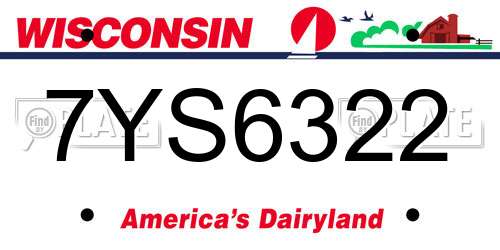 7YS6322 Wisconsin License Plate