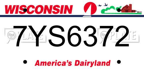 7YS6372 Wisconsin License Plate