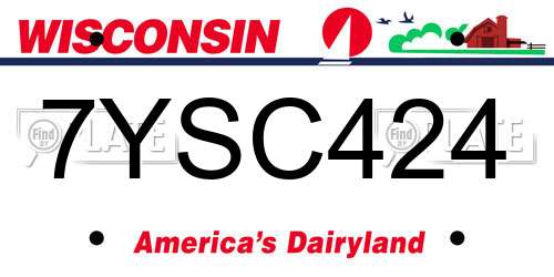 7YSC424 Wisconsin License Plate