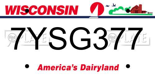 7YSG377 Wisconsin License Plate