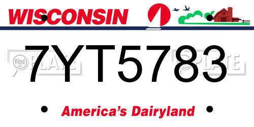 7YT5783 Wisconsin License Plate