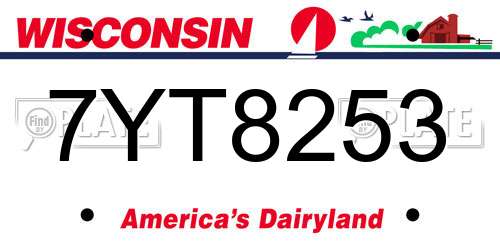 7YT8253 Wisconsin License Plate
