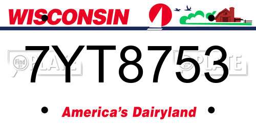 7YT8753 Wisconsin License Plate