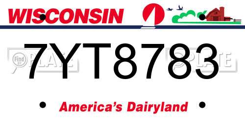 7YT8783 Wisconsin License Plate