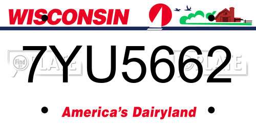 7YU5662 Wisconsin License Plate