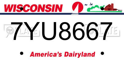 7YU8667 Wisconsin License Plate