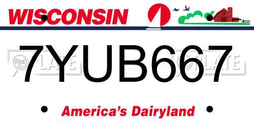 7YUB667 Wisconsin License Plate
