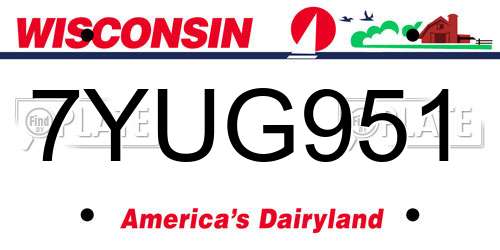 7YUG951 Wisconsin License Plate