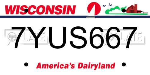 7YUS667 Wisconsin License Plate