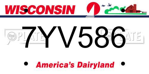 7YV586 Wisconsin License Plate