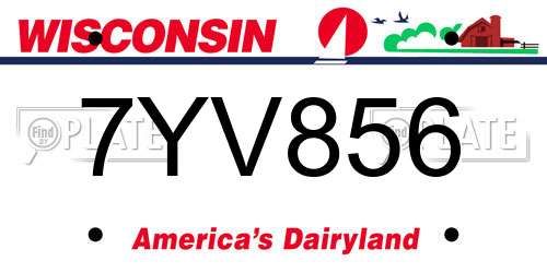 7YV856 Wisconsin License Plate