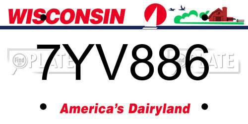 7YV886 Wisconsin License Plate