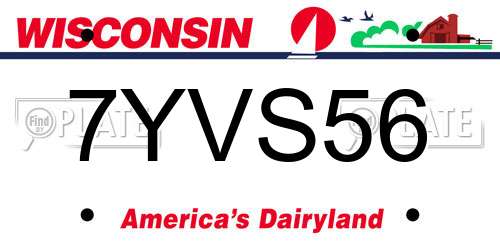 7YVS56 Wisconsin License Plate