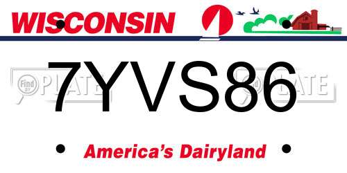 7YVS86 Wisconsin License Plate